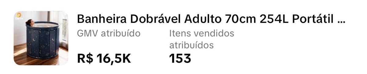 Banheira dobrável R$ 16,5K